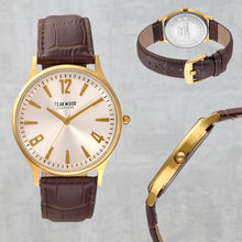 Load image into Gallery viewer, Teakwood leather Golden Men Analog Watch