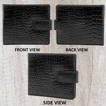 Load image into Gallery viewer, Teakwood Unisex Genuine Leather Black Bi Fold RFID Solid Wallet