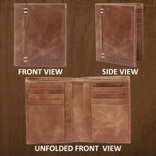 Load image into Gallery viewer, Teakwood Men Genuine Leather Textured Bi-Fold Wallet with Contrast Stitch