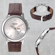 Load image into Gallery viewer, Teakwood leather Silver Men Analog Watch