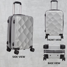 Load image into Gallery viewer, Unisex Set of 3 Silver Textured Hard-Sided Large Trolley Suitcases