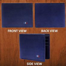 Load image into Gallery viewer, Teakwood Genuine Leathers Men Blue Solid Leather Two Fold Wallet