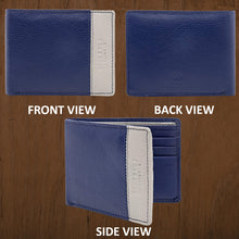 Load image into Gallery viewer, Teakwood Men Genuine Leather Bi Fold Wallet (Blue)