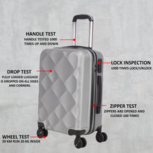 Load image into Gallery viewer, Unisex Set of 3 Silver Textured Hard-Sided Large Trolley Suitcases