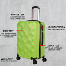 Load image into Gallery viewer, Unisex Green Textured Hard-Sided Medium Trolley Suitcase