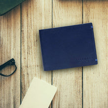 Load image into Gallery viewer, Teakwood Genuine Leathers Men Blue Solid Leather Two Fold Wallet