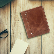 Load image into Gallery viewer, Teakwood Men Genuine Leather Textured Bi-Fold Wallet with Contrast Stitch