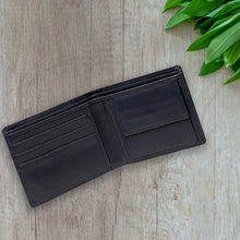 Load image into Gallery viewer, Teakwood Unisex Genuine Leather Blue Bi Fold RFID Solid Wallet