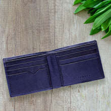 Load image into Gallery viewer, Teakwood Genuine Leathers Men Blue Solid Leather Two Fold Wallet
