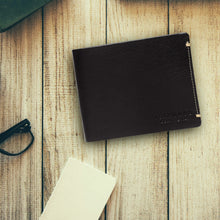 Load image into Gallery viewer, Teakwood Genuine Leather Men Black Solid Two Fold Wallet