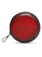 Load image into Gallery viewer, Unisex Red Solid Leather Zipper Headphone Case- Clearance sale
