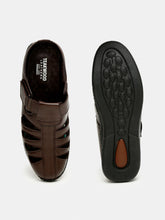 Load image into Gallery viewer, Men Brown Solid Leather Shoe- Style Sandals