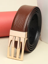 Load image into Gallery viewer, Men Black & Brown Solid Reversible Leather Belt