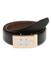 Load image into Gallery viewer, Men Black Textured Leather Belt