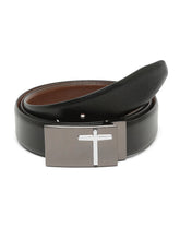 Load image into Gallery viewer, Men Black Textured Leather Belt
