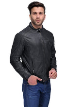 Load image into Gallery viewer, Teakwood Black Mens Genuine Leather Jacket
