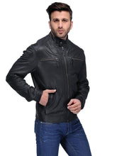Load image into Gallery viewer, Teakwood Genuine Leather Black Jacket for Mens
