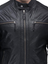 Load image into Gallery viewer, Teakwood Genuine Leather Black Jacket for Mens
