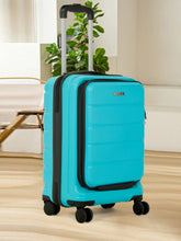 Load image into Gallery viewer, Teakwood Smart Cabin Trolley Suitcase with Front Laptop Compartment, TSA Lock, 360° Silent Dual Spinner Wheels, Scratch-Resistant &amp; Water-Resistant Hard Shell Luggage for Business &amp; Leisure Travel
