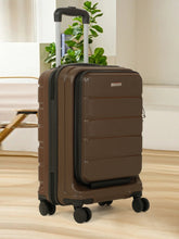Load image into Gallery viewer, Teakwood Smart Cabin Trolley Suitcase with Front Laptop Compartment, TSA Lock, 360° Silent Dual Spinner Wheels, Scratch-Resistant &amp; Water-Resistant Hard Shell Luggage for Business &amp; Leisure Travel
