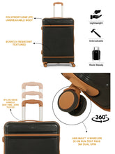 Load image into Gallery viewer, Teakwood Large Hard Shell Travel Trolley Luggage with 360° Dual Spinner Wheels, Unbreakable Scratch-Resistant Body, Side Combination Lock, Heavy-Duty Zippers, Mesh Organizer &amp; Elastic Cross Straps
