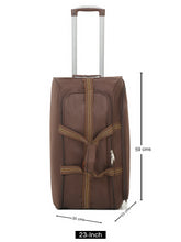 Load image into Gallery viewer, Brown Printed Medium Duffel Trolley Bag
