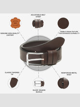 Load image into Gallery viewer, Men’s Genuine Leather Belt, Pebble Grain Texture, Pin Buckle, Rugged Casual Wear, Black
