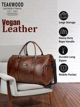 Load image into Gallery viewer, Teakwood Leathers Unisex 50L Vegan Leather Duffle Bag | Large Travel Bag | Detachable Shoulder Strap | Spacious Main Compartment &amp; Side Zip Pocket | Weekend, Gym &amp; Business Travel Bag, Brown
