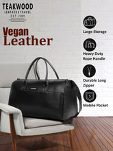 Load image into Gallery viewer, Teakwood Leathers Unisex Vegan Leather Duffel Bag | 50L Large Capacity Travel &amp; Weekender Bag | Geometric Embossed Texture | Adjustable Shoulder Strap | Gym, Travel &amp; Business Bag | Black
