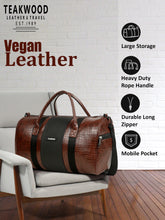 Load image into Gallery viewer, Teakwood Leathers Unisex Vegan Leather Duffel Bag | 50L Large Capacity Travel &amp; Weekender Bag | Dual-Tone Croco Textured Design | Adjustable Shoulder Strap | Gym, Travel &amp; Business Bag | Brown &amp; Black
