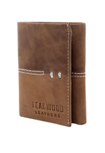 Load image into Gallery viewer, Teakwood Genuine Leather Tan Colour Tri Fold Wallet
