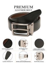 Load image into Gallery viewer, Teakwood Men's Premium Genuine Leather 2-in-1 Reversible Belt | Black &amp; Brown Pebble Grain Leather Finish | Nickel Black Refined Slim Frame Pin Buckle | Adjustable 35 mm Dress Belt for Formal, Casual, Office &amp; Business Wear
