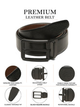 Load image into Gallery viewer, Teakwood Men's Premium Genuine Leather 2-in-1 Reversible Belt | Black &amp; Brown Natural Grain Leather Finish | Matte Black  Classic Edge Pin Buckle | Adjustable 35 mm Dress Belt for Formal, Casual, Office &amp; Business Wear
