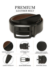 Load image into Gallery viewer, Teakwood Men's Premium Genuine Leather 2-in-1 Reversible Belt | Black &amp; Brown Crosshatch Textured Finish | Matte Black Contour Pin Buckle | Adjustable 35 mm Dress Belt for Formal, Casual, Office &amp; Business Wear

