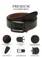 Load image into Gallery viewer, Teakwood Men's Premium Genuine Leather 2-in-1 Reversible Belt | Black &amp; Brown Crosshatch Textured Finish | Matte Black Contour Pin Buckle | Adjustable 35 mm Dress Belt for Formal, Casual, Office &amp; Business Wear
