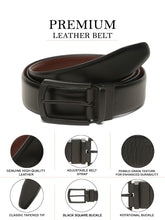 Load image into Gallery viewer, Teakwood Men's Premium Genuine Leather 2-in-1 Reversible Belt | Black &amp; Brown Natural Grain Leather Finish |Matte Black Classic Curved Pin Buckle | Adjustable 35 mm Dress Belt for Formal, Casual, Office &amp; Business Wear
