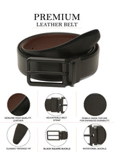 Load image into Gallery viewer, Teakwood Men's Premium Genuine Leather 2-in-1 Reversible Belt | Black &amp; Brown Natural Grain Leather Finish |Matte Black Slim Frame Pin Buckle | Adjustable 35 mm Dress Belt for Formal, Casual, Office &amp; Business Wear
