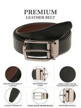 Load image into Gallery viewer, Teakwood Men's Premium Genuine Leather 2-in-1 Reversible Belt | Black &amp; Brown Natural Grain Leather Finish |Nickel Black Classic Tapered Pin Buckle | Adjustable 35 mm Dress Belt for Formal, Casual, Office &amp; Business Wear
