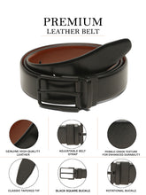 Load image into Gallery viewer, Teakwood Men's Premium Genuine Leather 2-in-1 Reversible Belt | Black &amp; Brown Natural Grain Leather Finish |Matte  black   Classic Angular Pin Buckle | Adjustable 35 mm Dress Belt for Formal, Casual, Office &amp; Business Wear
