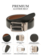 Load image into Gallery viewer, Teakwood Men's Premium Genuine Leather 2-in-1 Reversible Belt | Black &amp; Brown Natural Grain Leather Finish |Nickel Black Classic Tapered Pin Buckle | Adjustable 35 mm Dress Belt for Formal, Casual, Office &amp; Business Wear
