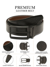 Load image into Gallery viewer, Teakwood Men's Premium Genuine Leather 2-in-1 Reversible Belt | Black &amp; Brown Pebble Grain Leather Finish | Matte Black Linear Edge Pin Buckle | Adjustable 35 mm Dress Belt for Formal, Casual, Office &amp; Business Wear
