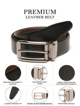 Load image into Gallery viewer, Teakwood Men's Premium Genuine Leather 2-in-1 Reversible Belt | Black &amp; Brown Natural Grain Leather Finish | Nickel Black Classic Edge Pin Buckle | Adjustable 35 mm Dress Belt for Formal, Casual, Office &amp; Business Wear
