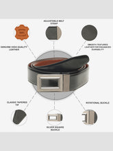Load image into Gallery viewer, Men Black &amp; Brown Solid Reversible Leather Belt
