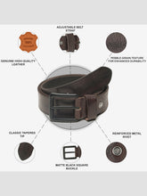 Load image into Gallery viewer, Men’s Genuine Leather Belt, Pebble Grain Texture, Pin Buckle, Rugged Casual Wear
