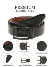 Load image into Gallery viewer, Teakwood Men's Premium Genuine Leather 2-in-1 Reversible Belt | Black &amp; Brown Fine Leather Finish | Matte Black Vector Pin Buckle | Adjustable 35 mm Dress Belt for Formal, Casual, Office &amp; Business Wear
