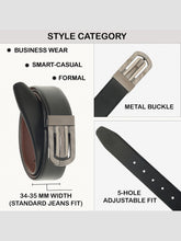Load image into Gallery viewer, Men Black &amp; Brown Solid Reversible Leather Belt
