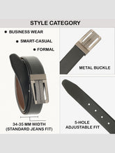 Load image into Gallery viewer, Men Black &amp; Brown Solid Reversible Leather Belt
