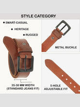 Load image into Gallery viewer, Men’s Genuine Leather Belt, Pebble Grain Texture, Pin Buckle, Rugged Casual Wear
