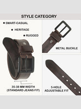 Load image into Gallery viewer, Men’s Genuine Leather Belt, Pebble Grain Texture, Pin Buckle, Rugged Casual Wear
