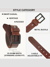Load image into Gallery viewer, Men’s Genuine Leather Belt, Pebble Grain Texture, Pin Buckle, Rugged Casual Wear
